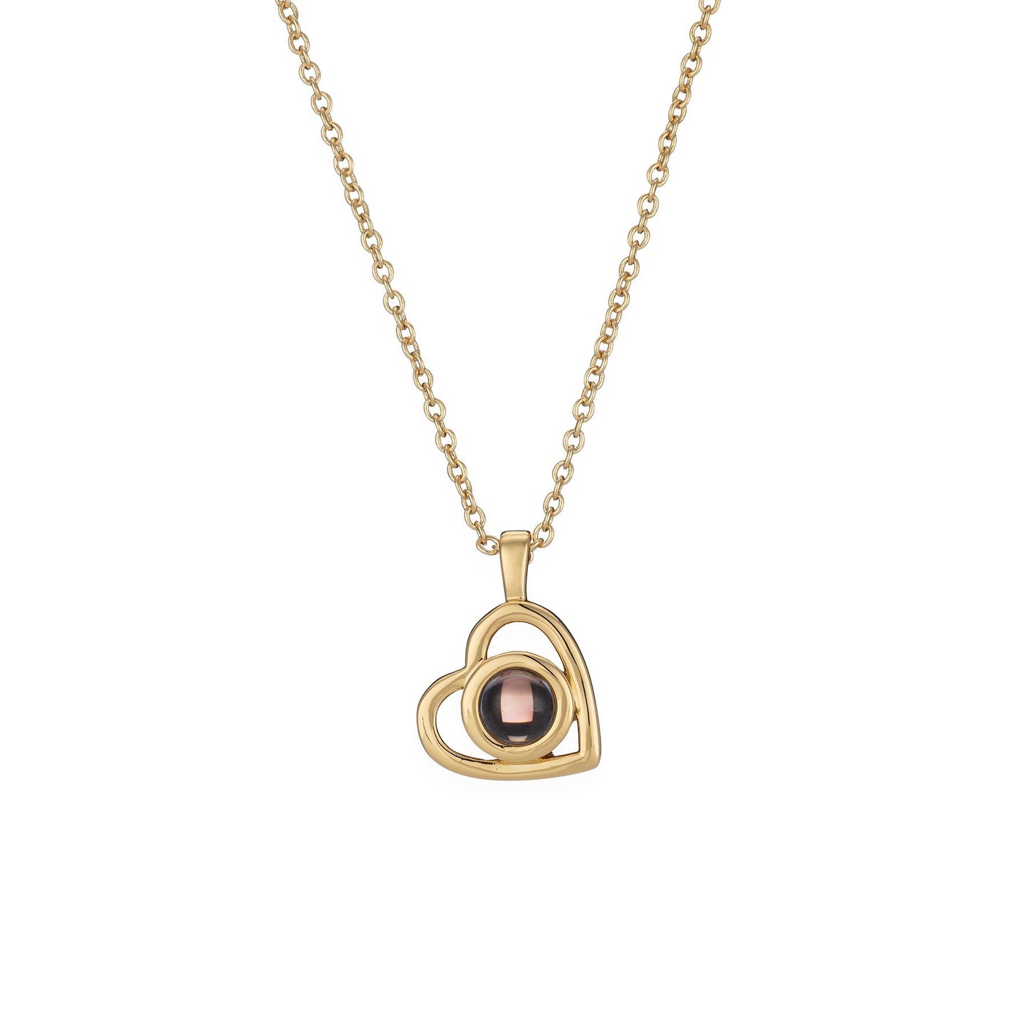 S925 Zilveren romantische fotoprojectie ketting met kleurrijke hartvormige hanger.