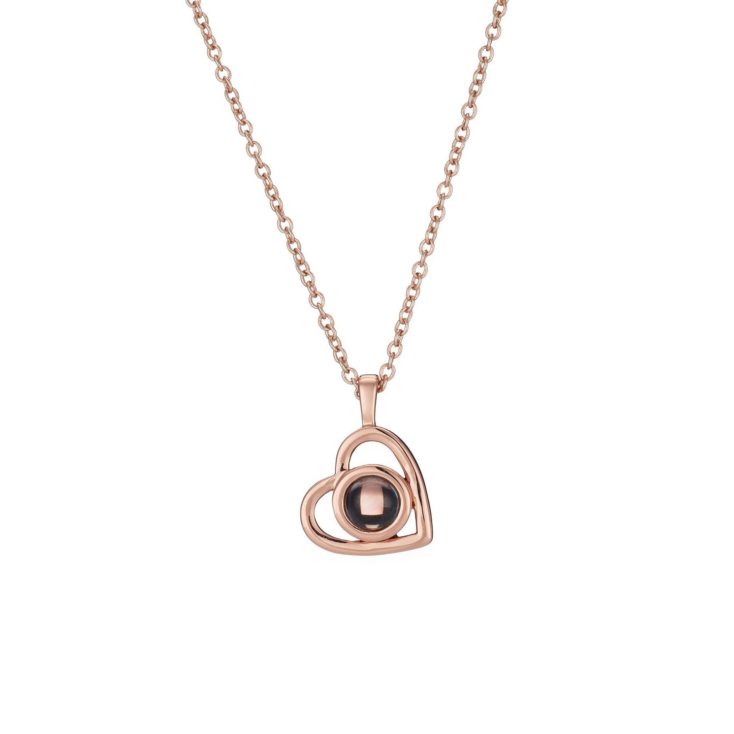S925 Zilveren romantische fotoprojectie ketting met kleurrijke hartvormige hanger.