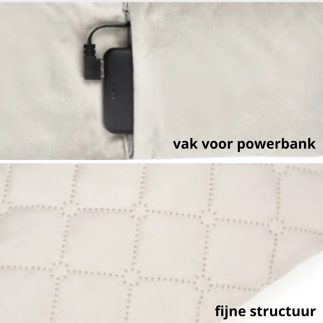 Verwarmde sjaal die nek en rugpijn verlicht.